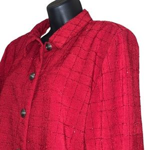 Christopher & Banks Red Button Front Shimmer Jacket~S~NWOT